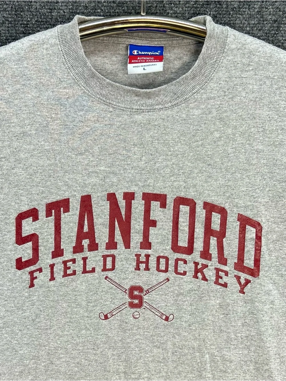Vintage Stanford Field Hockey Shirt Mens XL Gray/Red Champion Athletic Y2K